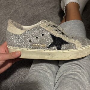 Golden Goose Glitter Sneakers with Black Star